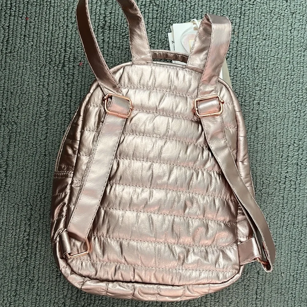 Jessica Simpson Mini backpack Rose & Rose gold Shimmer Quilted Puffer
